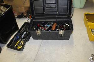 lot 47 image: Plastic Tool Box with Tool Tray 20,  Sunglasses
