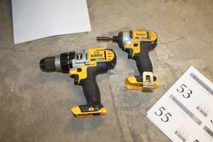 lot 53 image: Lot of (2) DeWalt Cordless Tools - 20V Cordless DrillDriverHammerdrill DCD985, 20V Cordless Impact Driver 14 DCF885