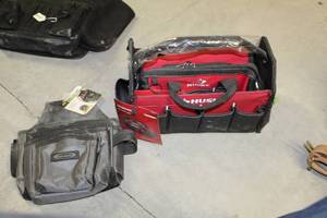 lot 163 image: MN Black Label Nail and Tool Pouch, Husky Tool Tote 15 (both new)