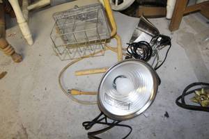 lot 192 image: Lot of (3) Work Lights - Cage Light, Dish Light, Clamp Light