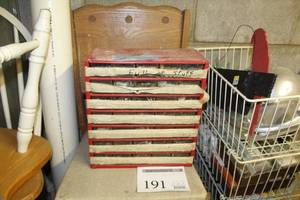 lot 191 image: Parts Cabinet 35-drawer,  Misc. Hardware