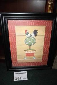 lot 241 image: Rooster Tree by J Weins Framed Wall Art