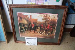 lot 246 image: Fox Hunt Matted and Framed Wall Art