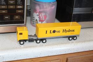 lot 339 image: Vintage I Love Hydrox Metal Toy Semi Tractor Trailer