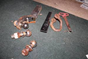 lot 397 image: Lot of (6) Hitch Accessories - Hitch with 1-78 Ball (x2), Ball 2 (x2), Coupler, Hitch Pin