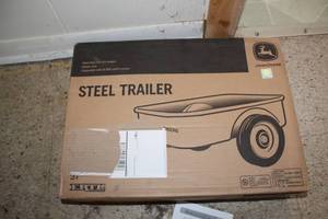 lot 405 image: John Deere Ertl Pedal Tractor Steel Trailer (in box)