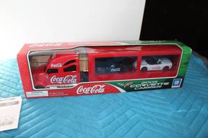 lot 375 image: Coca-Cola 2005 Corvette Carrier Semi Tractor Trailer with Corvettes Limited Edition Collectible (in box)