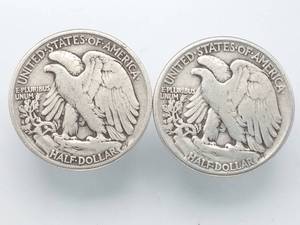 2 Walking Liberty Half Silver Dollars