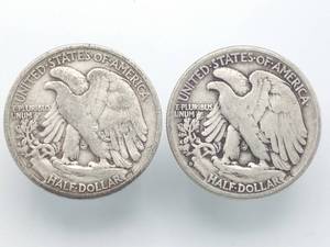 2 Walking Liberty Half Silver Dollars