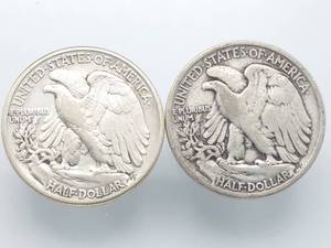 2 Walking Liberty Half Silver Dollars