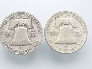 2 Franklin Half Silver Dollars