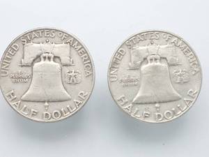 2 Franklin Half Silver Dollars