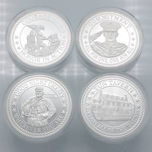 4 Marine Corps Coins with Bag