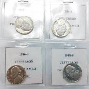 6 Jefferson Nickels--Cameo Proofs & Peace