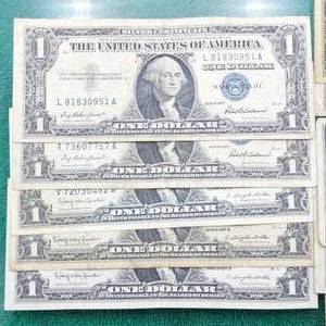7 $1 Silver Certificates & 3 $2 US Notes