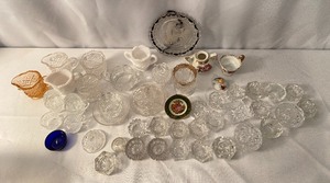 lot 138 image: Lot of Miniature Crystal, Porcelain & Assorted Salt Cellars