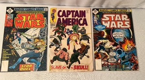 lot 146 image: 3 Vintage Marvel Comics - Captain America & Star Wars