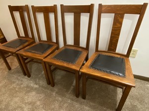 lot 62 image: Set of Four Arts and Crafts Style Chairs