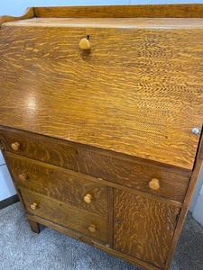 lot 63 image: Drop Front Oak Desk