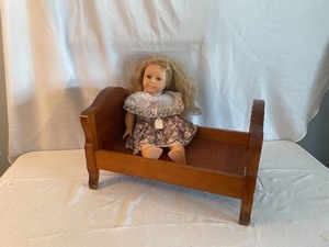 lot 250 image: Wooden Crib with A Gotz Puppa Doll