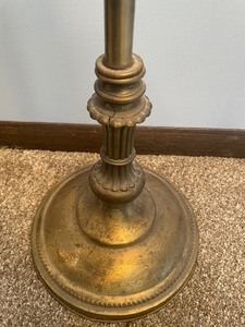 lot 256 image: Brass Lamp with Floral Painted Accents