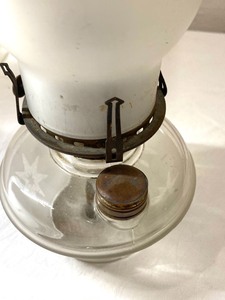 lot 71 image: 1870s Oil Font with Etched Star Design and Interior Peg Hole