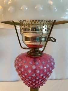 lot 288 image: Fenton Opalescent Cranberry Lamp from the 1960s