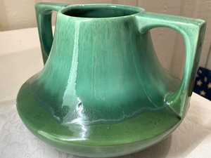 lot 78 image: Two Handled Green Pottery Vase