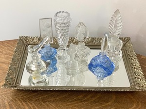 lot 96 image: Mirrored VanityDresser Top Tray and Perfume Bottles