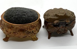 lot 94 image: Small Antique Art Nouveau Pin Cushion and Jewelry Box