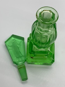 lot 95 image: Vintage Figural Green Glass Perfume Bottle