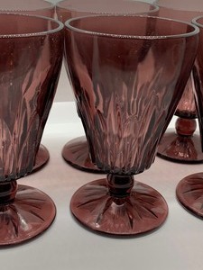 lot 101 image: Six Amethyst Depression Glass Footed Goblets