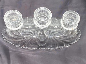 lot 108 image: Cambridge Crystal Caprice Tri-Candle Holder