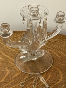 lot 111 image: Fostoria Baroque Triple Candleholder