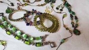lot 47 image: Collection of Spring Green Necklaces, Earrings and Bracelets  15 Pieces