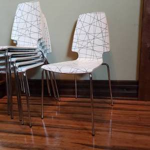 lot 25 image: Modern Design White and Black Dining Chairs