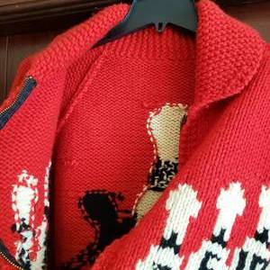 lot 72 image: Knit Cardigan Red Bowling Sweater