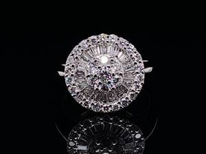 lot 5 image: Brilliant 1.10 Carat Diamond Cluster Ring in 18k White Gold $7,500 Retail
