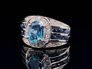 lot 7 image: 2 Carat Natural Cornflower Blue Sapphire and Diamond Estate Ballerina Ring in Platinum $9,250 Retail