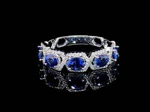 lot 19 image: 1.90 Carat Natural Fine Sapphire and Diamond Ring in 18k White Gold $6,200 Retail