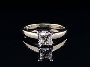 lot 13 image: Fabulous Leo Diamond Estate Ring (.69 Carat) in Platinum & 14k White Gold w GSI Report $4150 Retail