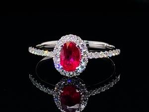 lot 14 image: High Quality Natural Ruby and Diamond Estate Ring in 14k White Gold $5,400 Retail