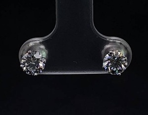 lot 22 image: 1.10 Carat Diamond Solitaire Stud Estate Screwback Earrings in 14k White Gold $4000 Retail
