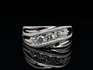 lot 26A image: Handsome 1.00 Carat Mens Brushed Gold Estate Band  Ring in 14k White Gold $5,995 Retail