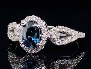 lot 27 image: Gorgeous 1.00 Carat Natural Cornflower Blue Sapphire and Diamond Ring in 14k White Gold $5,199 Retail