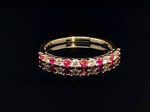 lot 50 image: Rich Red Natural Ruby and Diamond Ring in 14k Yellow Gold $2100 Retail