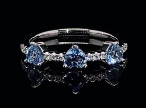 lot 48 image: Deep Blue Natural Heart Shaped Aquamarine and Diamond Ring in 14k White Gold $2,550 Retail