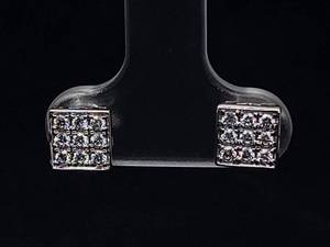 lot 47 image: Excellent 2.50 Carat Look Fine Diamond Cluster Stud Earrings in 14k White Gold $2,300 Retail