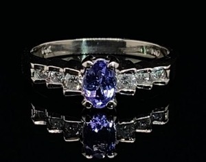 lot 45 image: Remarkable Natural Tanzanite and Diamond Estate Ring in 14k White Gold $2,499 Retail