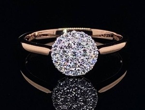 lot 52 image: Bright Fine Diamond Cluster Ring in 14k Rose & White Gold $1,800 Retail